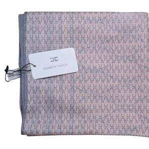 NWT Elisabetta Franchi Wool Blend Square Scarf Grey/Pink 34"